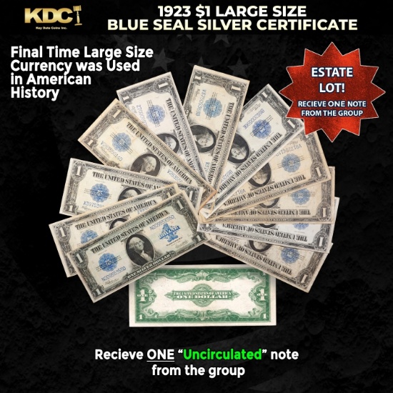 1x 1923 $1 Large Size Silver Certificate Grades CU