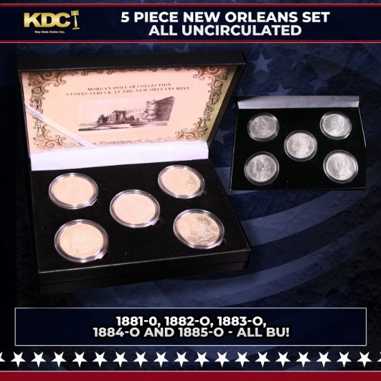 5x Coin New Orleans MORGAN Set 1881-o Through 1885-o ALL UNC, 5 Morgan Dollars