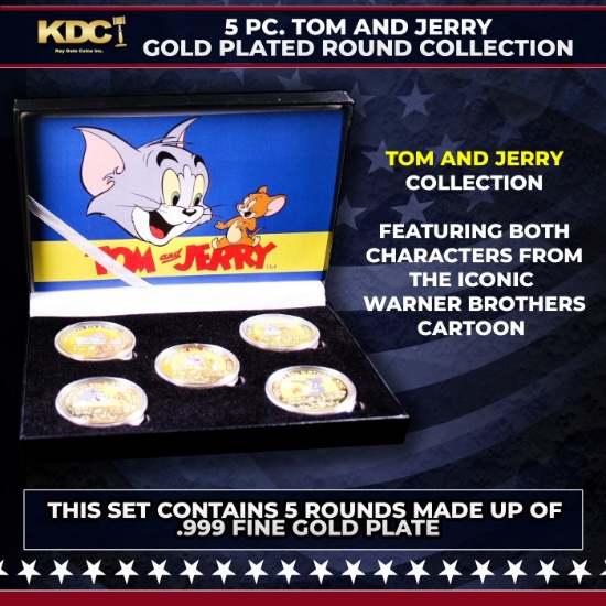 5 Coin Tom and Jerry Gold Plated Round Collection