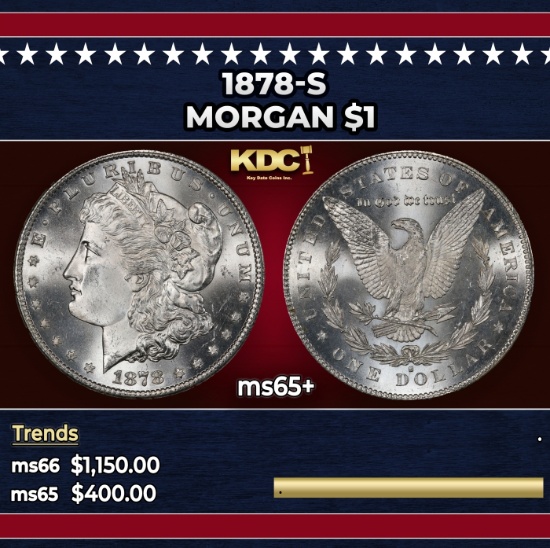 1878-s Morgan Dollar $1 Grades ms65+