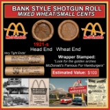 Lincoln Wheat Cent 1c Mixed Roll Orig Brandt McDonalds Wrapper, 1921-s end, Wheat other end