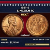 1921-s Lincoln Cent 1c ms64 rd SEGS