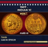 1907 Indian Cent . 1c Grades ms65 rd