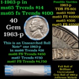 BU Shotgun Jefferson 5c roll, 1963-p 40 pcs Bank $2 Nickel Wrapper