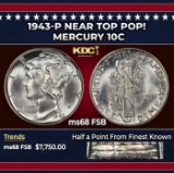 1943-p Mercury Dime Near Top Pop! 10c ms68 FSB SEGS
