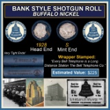 Buffalo Nickel Shotgun Roll in Old Bank Style 'Bell Telephone' Wrapper 1928 & S Mint Ends
