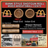 Lincoln Wheat Cent 1c Mixed Roll Orig Brandt McDonalds Wrapper, 1921-s end, Indian other end
