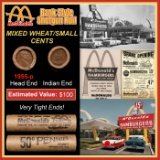 Lincoln Wheat Cent 1c Mixed Roll Orig Brandt McDonalds Wrapper, 1955-p end, Indian other end