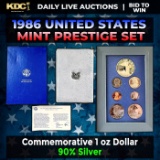 1986 United States Mint Prestige Proof Set 7 Coins W/ Box & COA