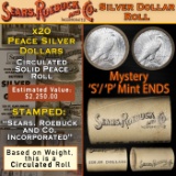 YI- 20 Coin SEARS Peace Silver $1 Roll Circ Mystery 'S' Rev/'P' Rev Ends