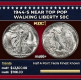 1944-s Walking Liberty Half Dollar Near Top Pop 50c ms66+ SEGS
