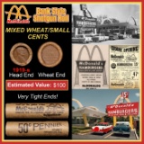 Lincoln Wheat Cent 1c Mixed Roll Orig Brandt McDonalds Wrapper, 1919-s end, Wheat other end