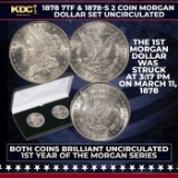 1878 7TF & 1878-S 2 Coin Morgan Silver Dollar Set in Display Case Uncirculated