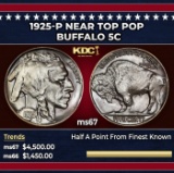 1925-p Buffalo Nickel Near Top Pop 5c ms67 SEGS