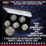 1879-1921 5 Coin Morgan Dollar Decade Set 1 Coin From Each Decade Uncirculated
