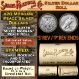 YA- 20 Mixed Morgan/Peace SEARS Dollar Roll Circ Morgan 'S' Rev/Peace 'P' Rev Ends