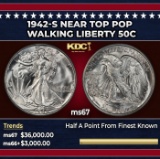1942-s Walking Liberty Half Dollar Near Top Pop 50c ms67 SEGS