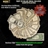 10x 1957 $1 Blue Seal Silver Certificates Grades AU/CU