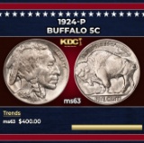 1924-p Buffalo Nickel 5c Grades ms63