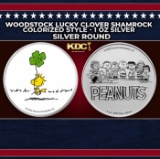 Woodstock Lucky Clover Shamrock Colorized Style - 1 oz Silver Round Round