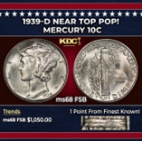 1939-d Mercury Dime Near Top Pop! 10c ms68 FSB SEGS