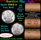 Full solid date 1884-o Uncirculated Morgan silver dollar roll, 20 coins