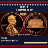 1991-s Proof Lincoln Cent 1c pr70 rd dcam SEGS