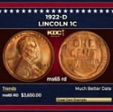 1922-d Lincoln Cent 1c ms65 rd SEGS