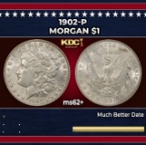1902-p Morgan Dollar $1 Grades ms62+