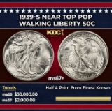 1939-s Walking Liberty Half Dollar Near Top Pop 50c ms67+ SEGS