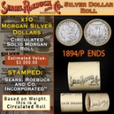 CA- SEARS Circ Morgan Silver Dollar 10 Coin Roll 1894/'P' Rev Ends