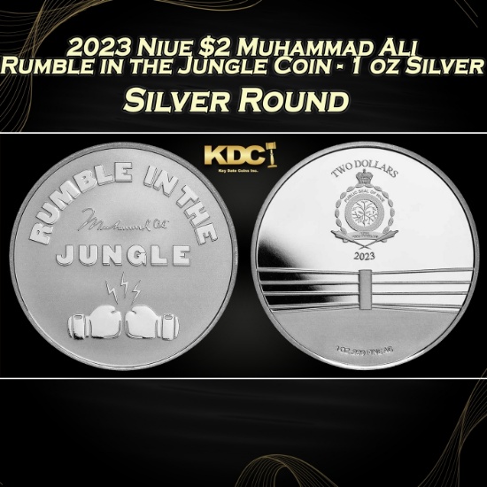2023 Niue $2 Muhammad Ali Rumble in the Jungle Coin - 1 oz Silver Round Round