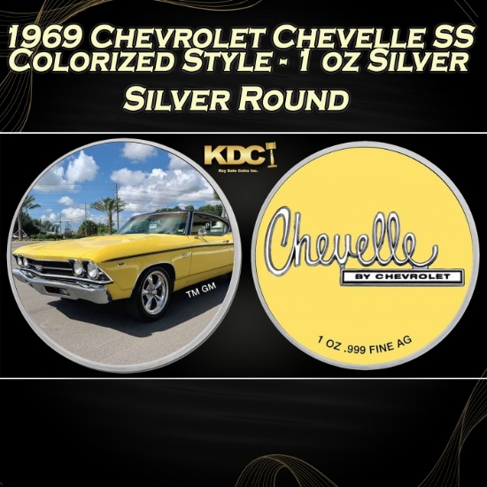 1969 Chevrolet Chevelle SS Colorized Style - 1 oz Silver Round Round