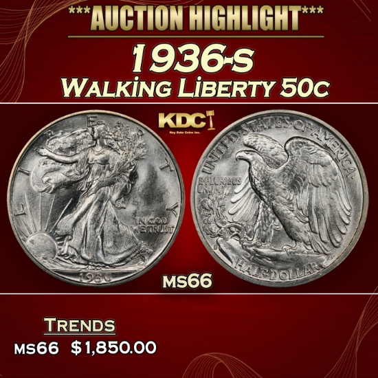 1936-s Walking Liberty Half Dollar 50c ms66 SEGS