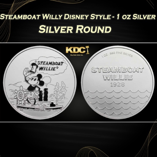 Steamboat Willy Disney Style - 1 oz Silver Round Round