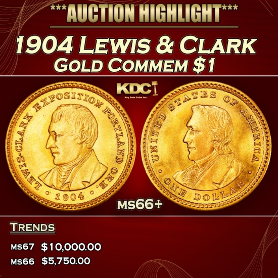1904 Lewis & Clark Gold Commem Dollar 1 ms66+ SEGS