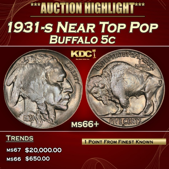 1931-s Buffalo Nickel Near Top Pop 5c ms66+ SEGS