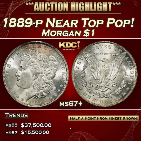 1889-p Morgan Dollar Near Top Pop! $1 ms67+ SEGS