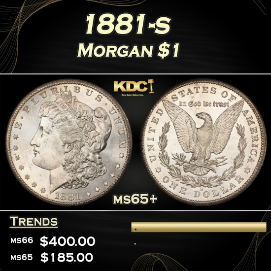 1881-s Morgan Dollar $1 Grades ms65+