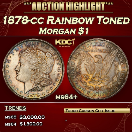 1878-cc Morgan Dollar Rainbow Toned $1 ms64+ SEGS