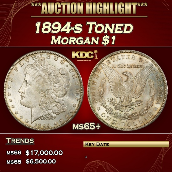 1894-s Morgan Dollar Toned $1 ms65+ SEGS