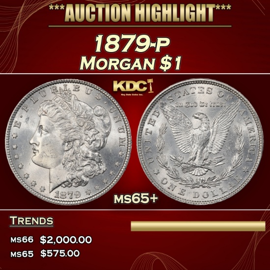 1879-p Morgan Dollar $1 ms65+ SEGS