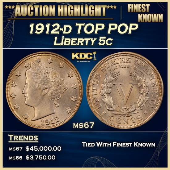 1912-d Liberty Nickel TOP POP 5c ms67 SEGS