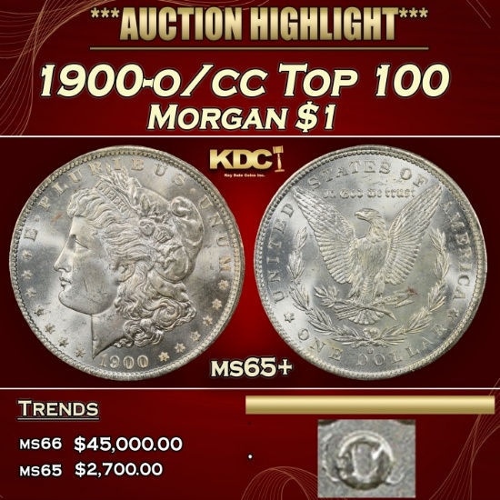 1900-o/cc Top 100 Morgan Dollar $1 ms65+ SEGS