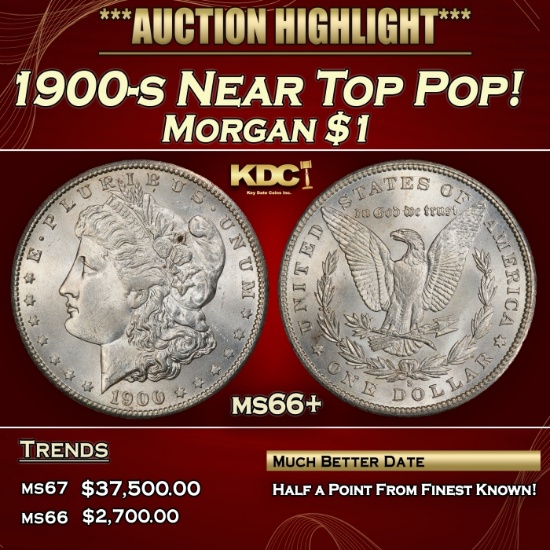 1900-s Morgan Dollar Near Top Pop! $1 ms66+ SEGS