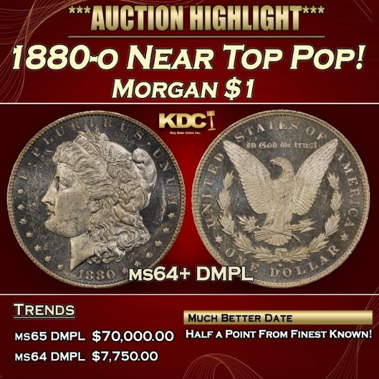 1880-o Morgan Dollar Near Top Pop! $1 ms64+ DMPL SEGS