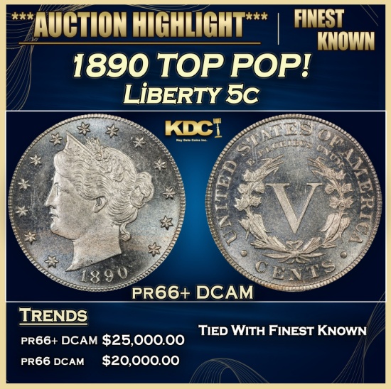 1890 Proof Liberty Nickel TOP POP! 5c pr66+ DCAM SEGS