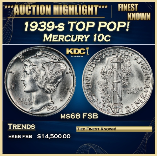 1939-s Mercury Dime TOP POP! 10c ms68 FSB SEGS