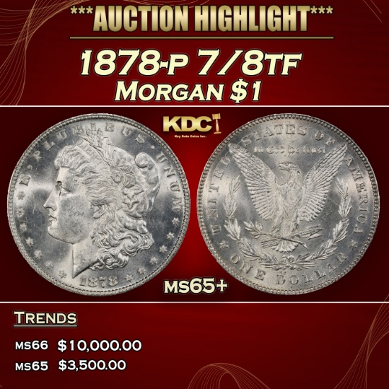 1878-p 7/8tf Morgan Dollar $1 ms65+ SEGS