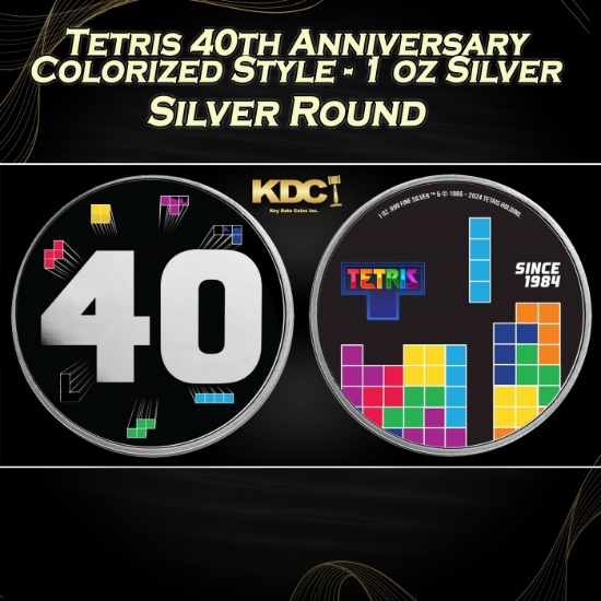 Tetris 40th Anniversary Colorized Style - 1 oz Silver Round Round